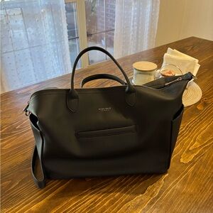 ON HOLD Mina Baie Emmy midi Black leather diaper Tote Bag